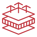 Icône toit/charpente rouge